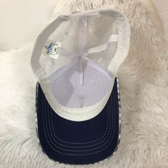 Guy Harvey blue white gray plaid hat fishing cap - Picture 6 of 8